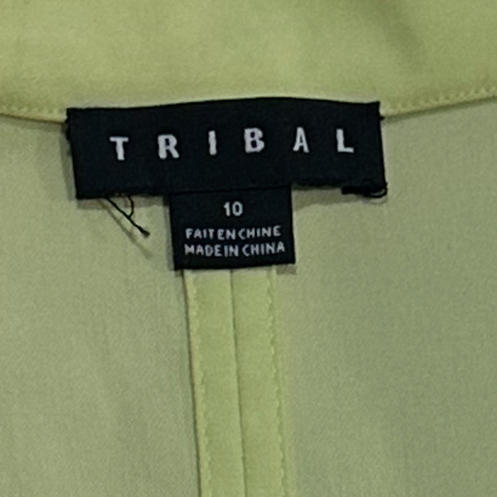 Tribal Zip Front Jacket Size 10 Lime Green Ruched Detailing Casual - Picture 6 of 11